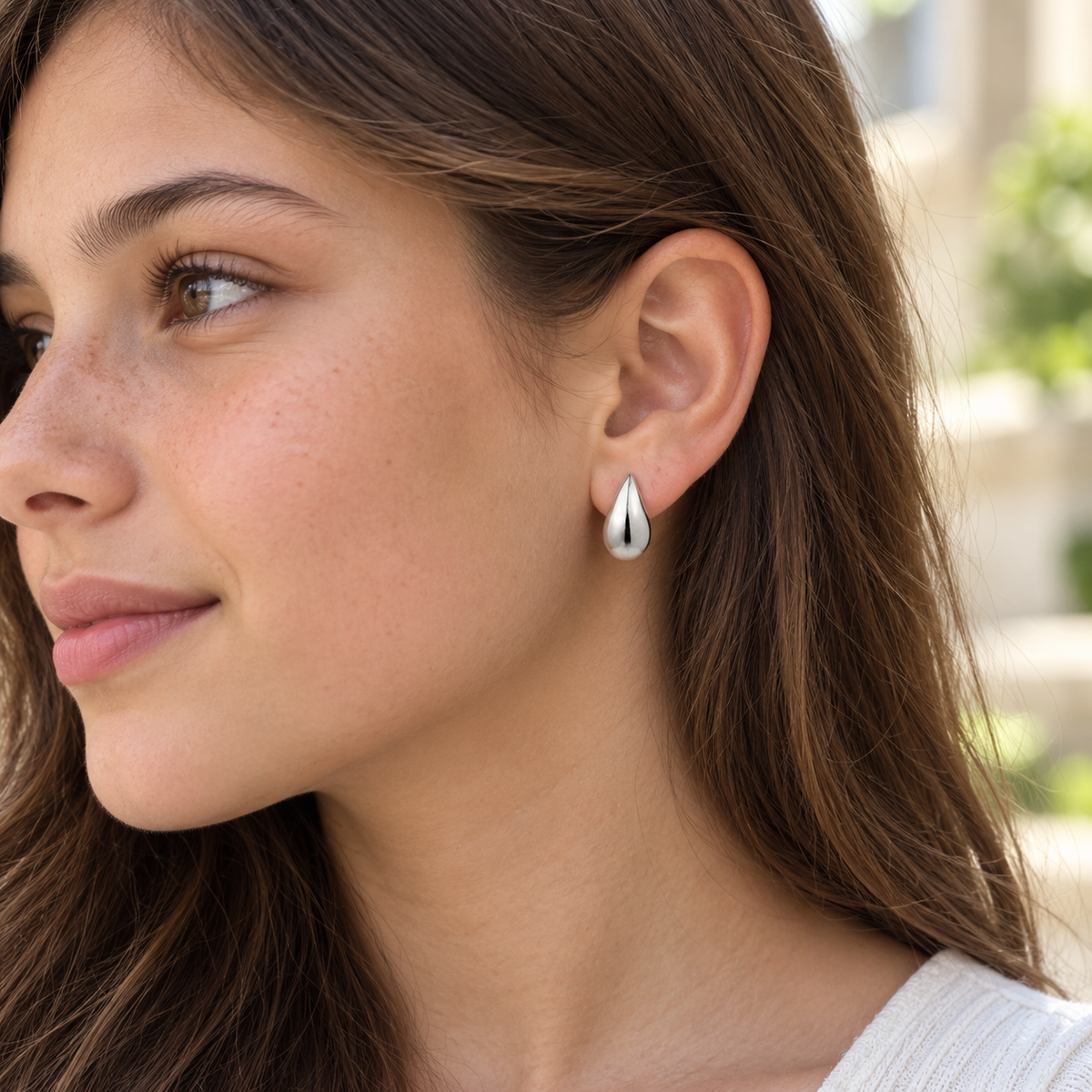 Anisa Stirling Silver 3D Teardrop Studs