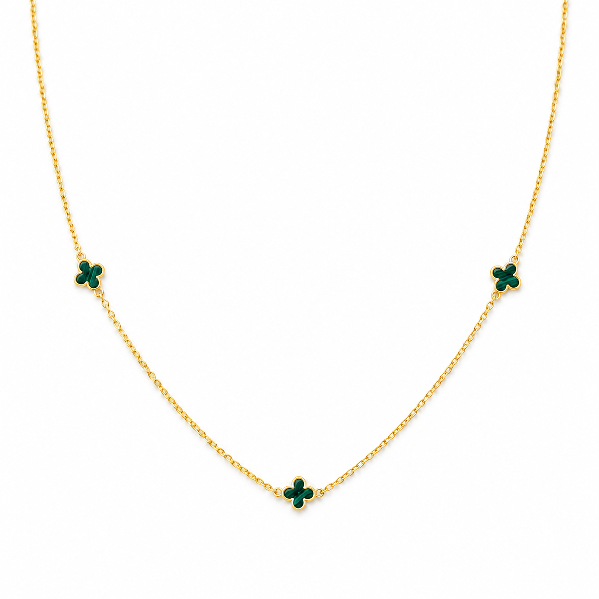 Alina Solid Gold and Clover Necklace