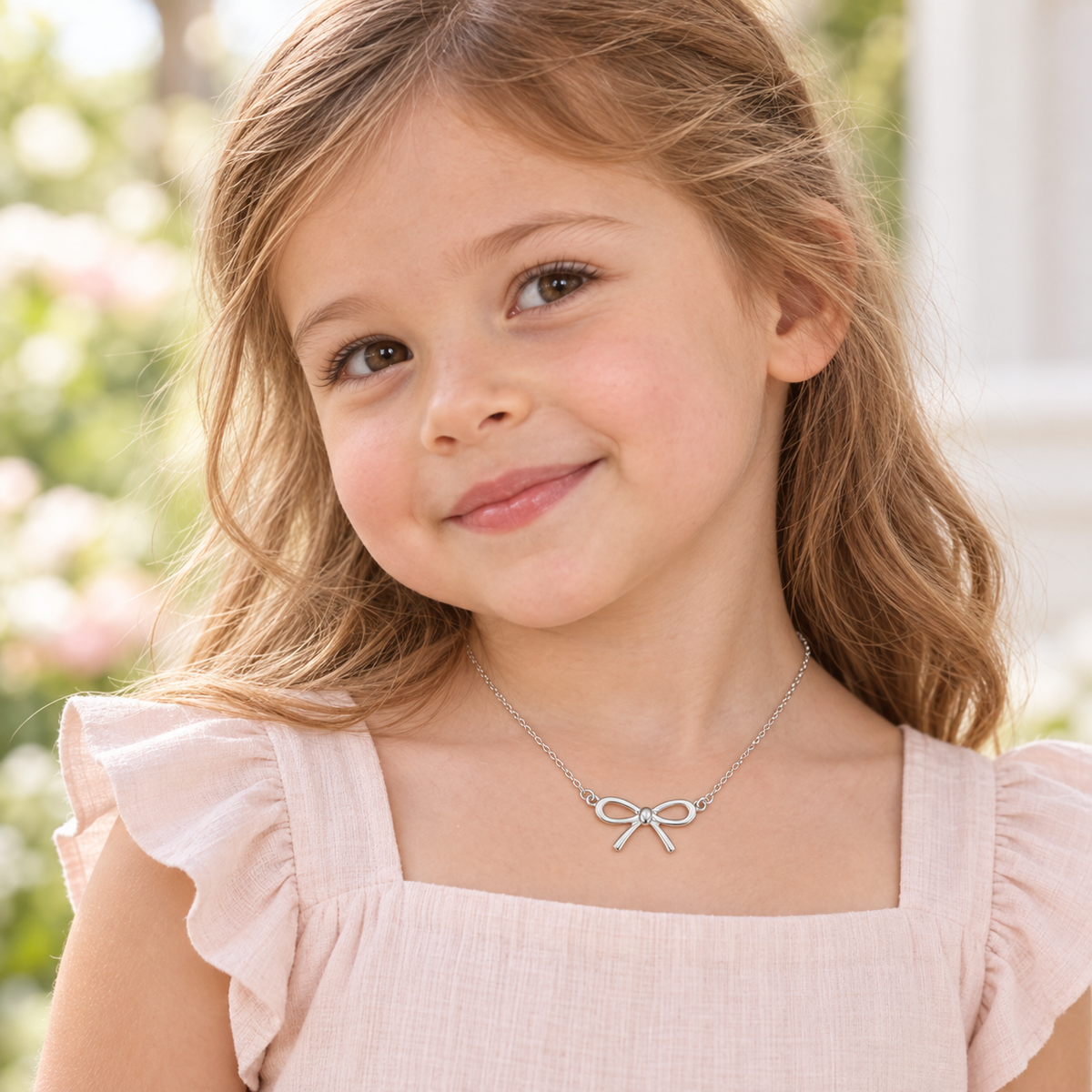 Janey Sterling Silver Bow Necklace