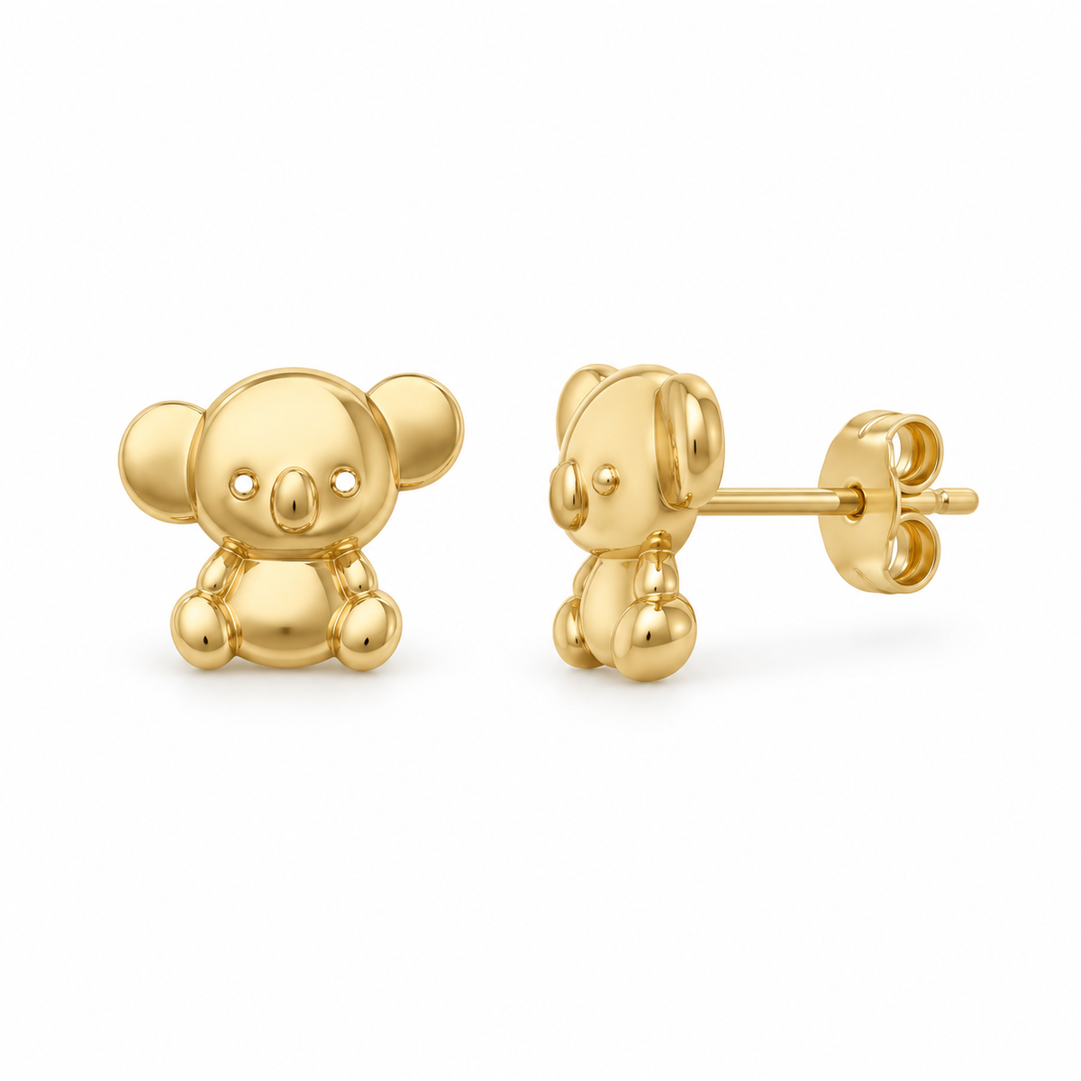 Lourdes Solid Gold Koala Stud Earrings