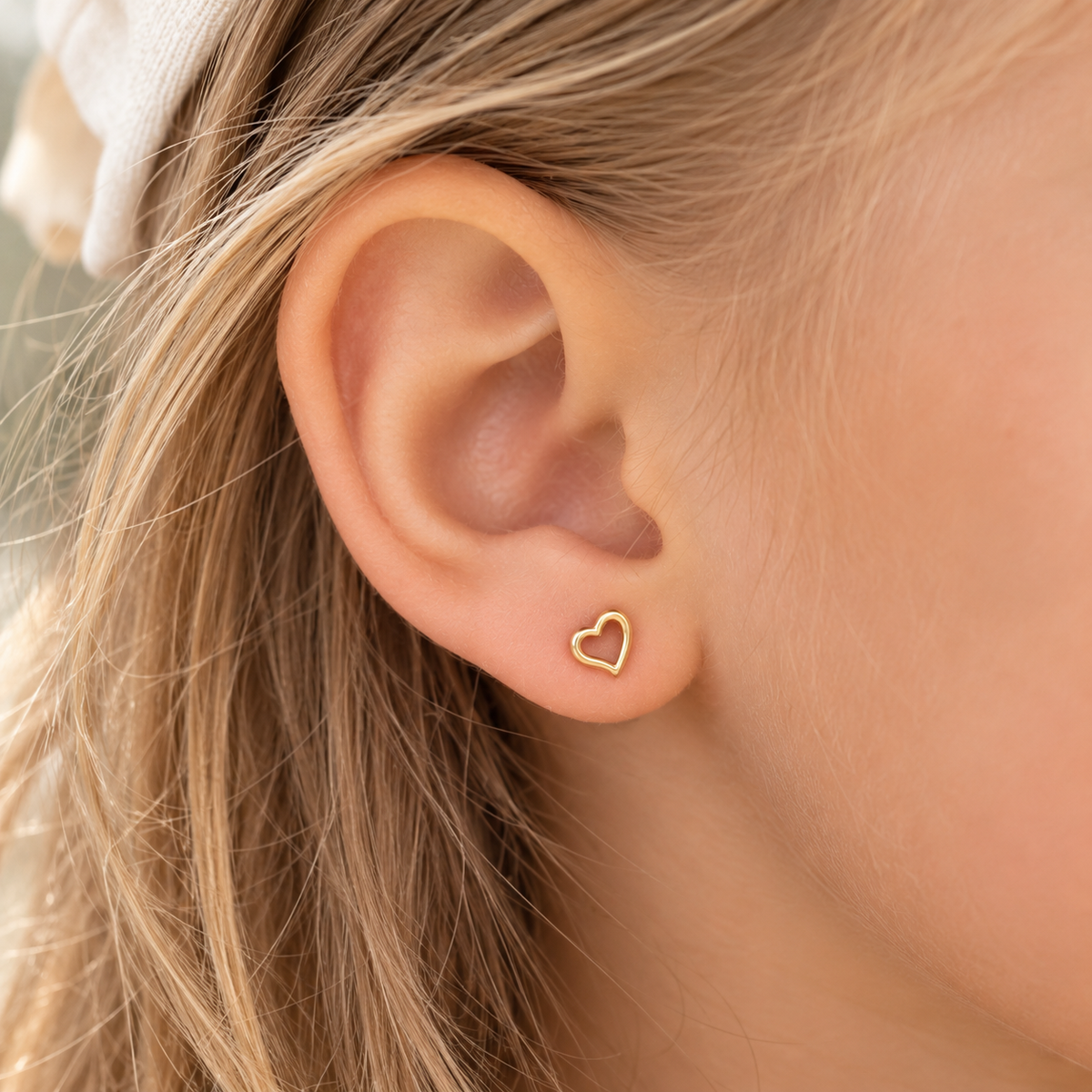 Halle Solid Yellow Gold Cut Out Heart Studs