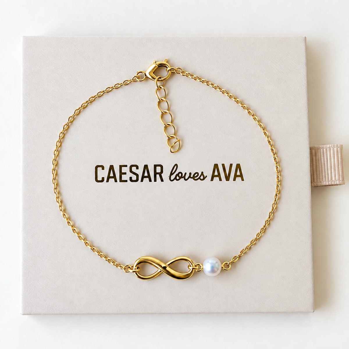Maggie Solid Gold Infinity Bracelet with Freshwater Pearl