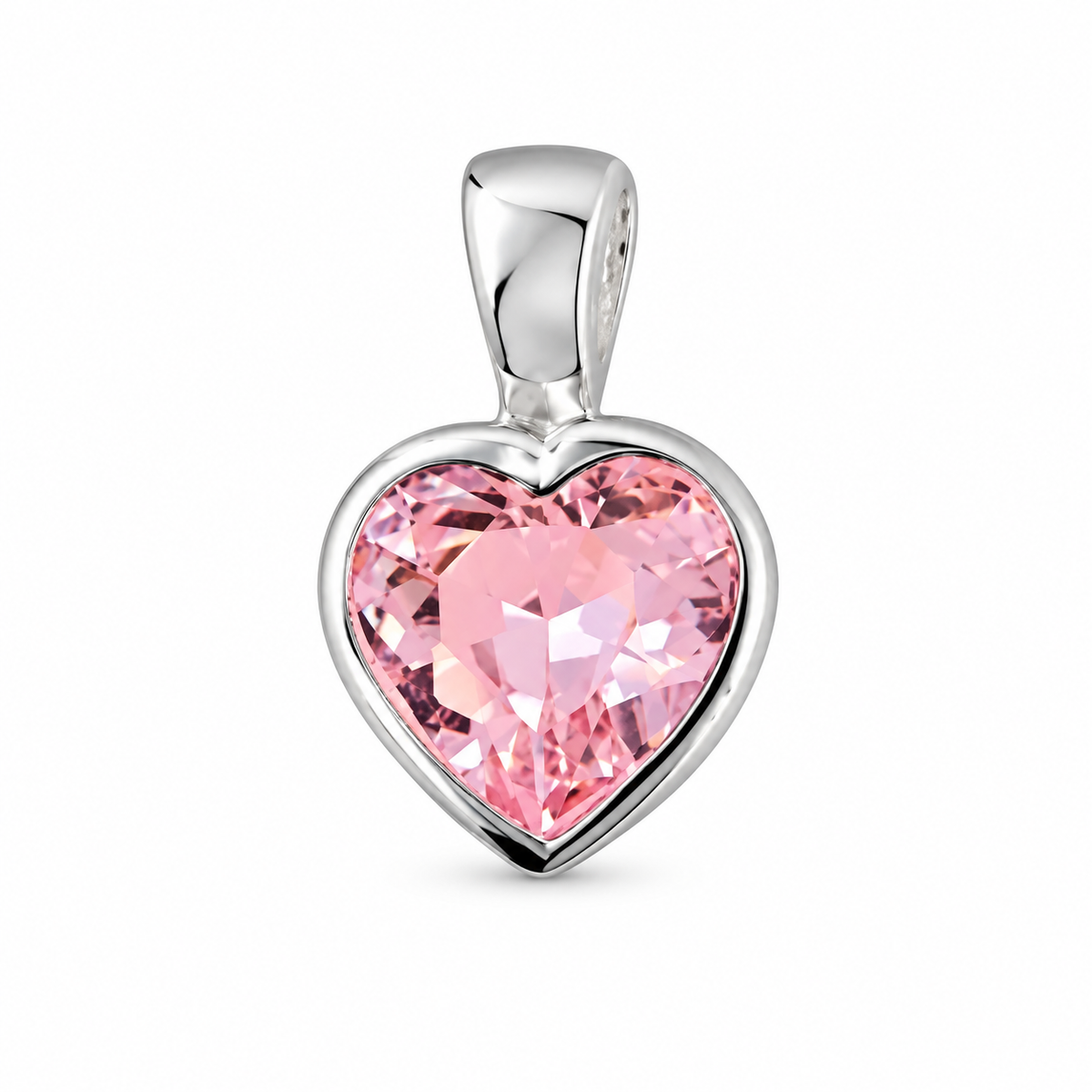 Edie Sterling Silver Sparkling Pink Heart Pendant