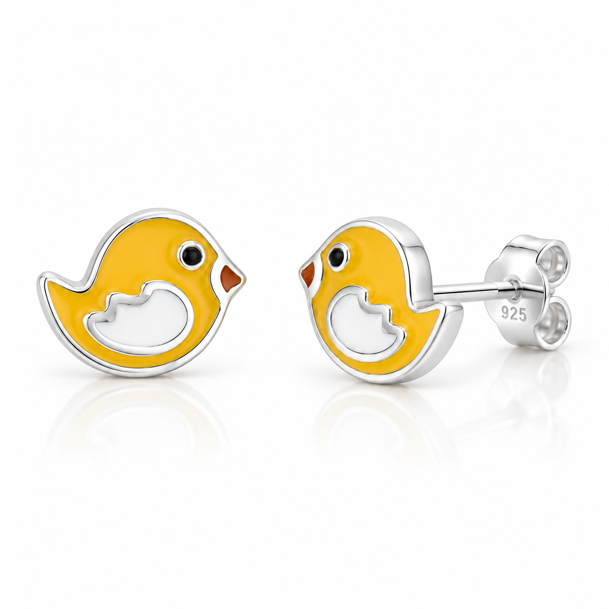 Eliana Sterling Silver and Enamel Duckling Stud Earrings