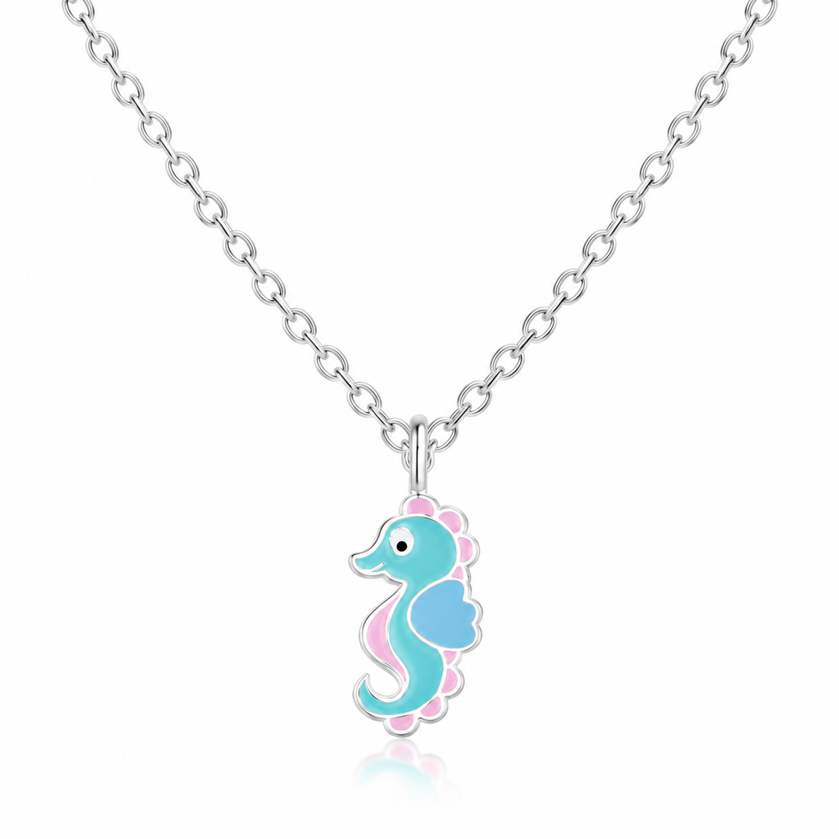 Luella Sterling silver and enamel seahorse necklace