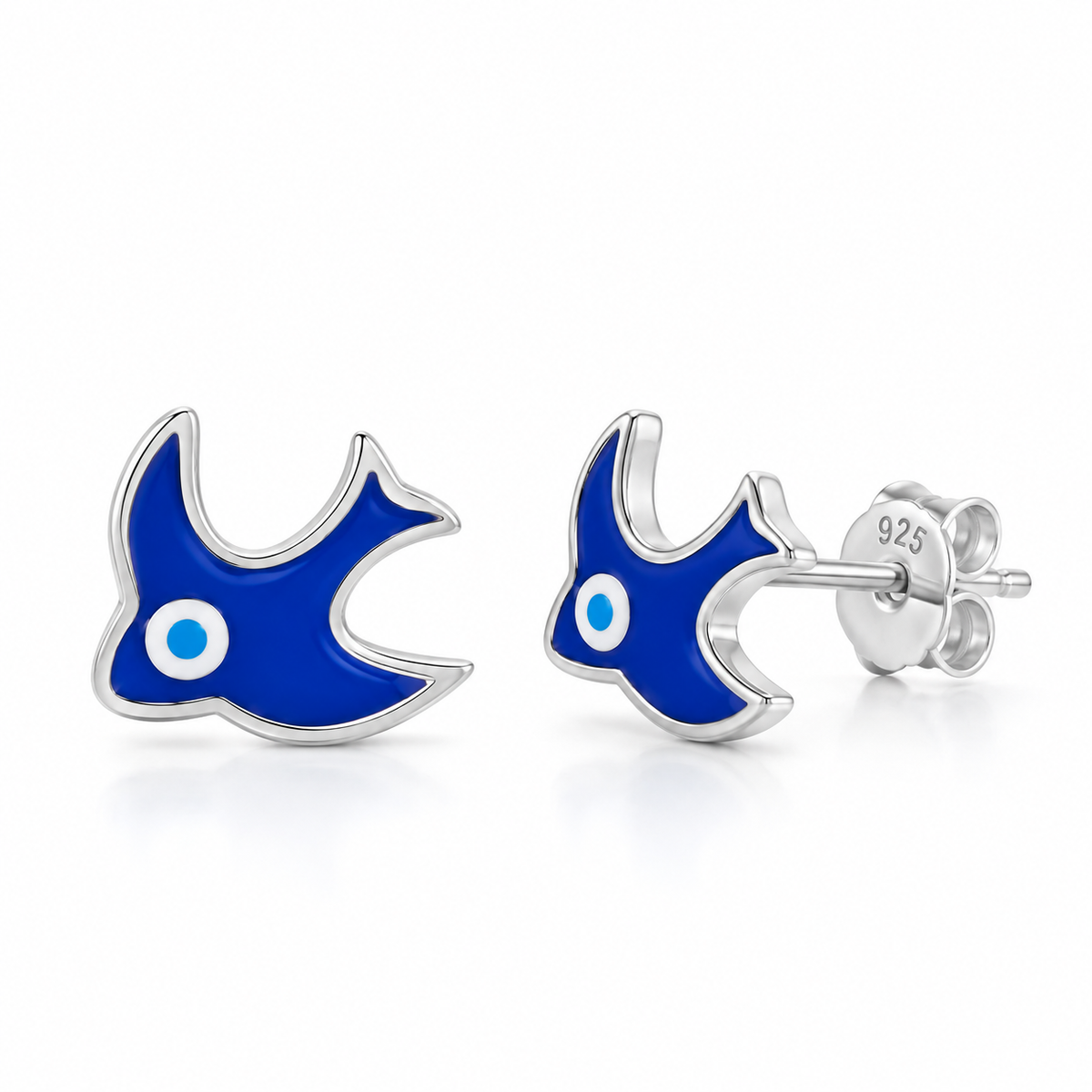Bethany Sterling Silver and Enamel Bluebird of Happiness Studs