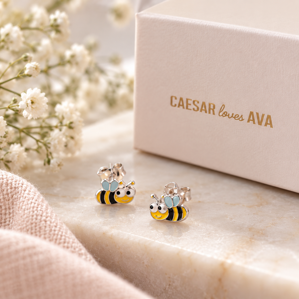 Betty Bee Sterling Silver and Enamel Stud Earrings
