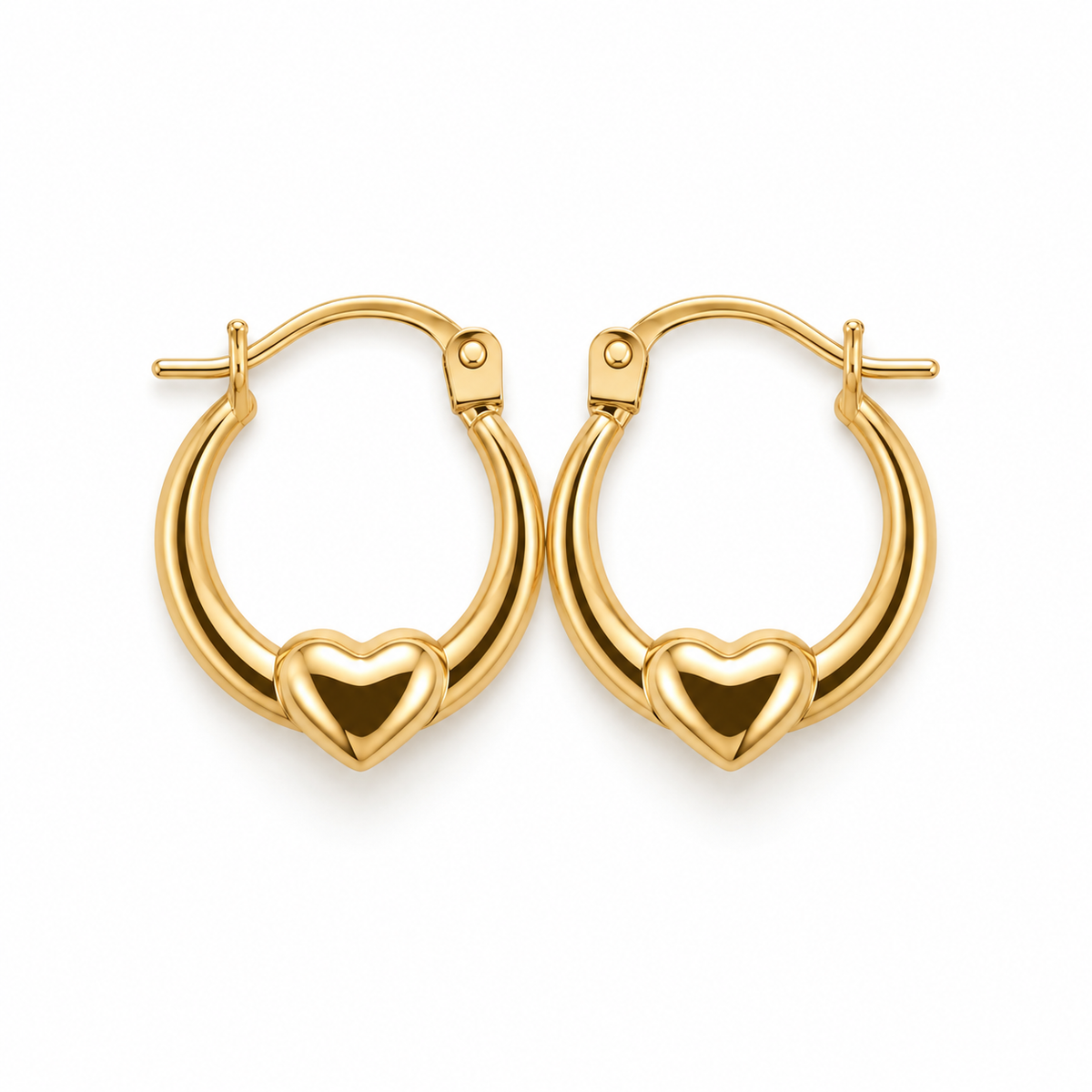 Kate Solid Gold Heart Hoop Earrings