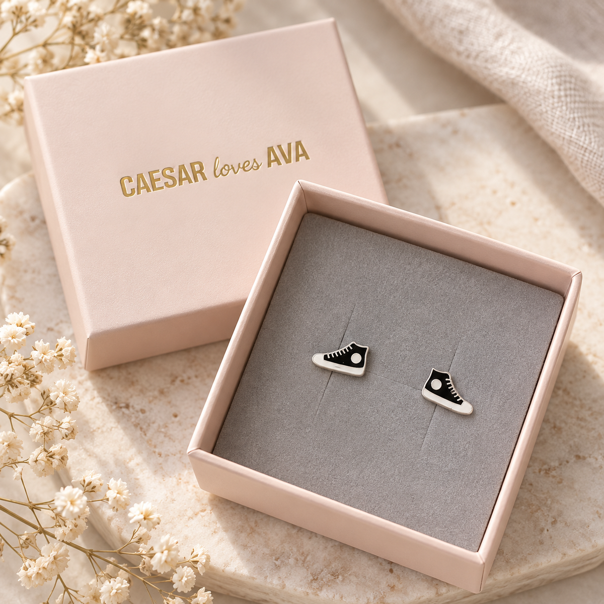 Connie Sterling Silver and Enamel "Converse" Studs