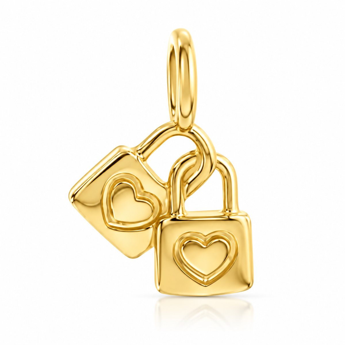 Carly Solid Gold Double Heart Locket Charm