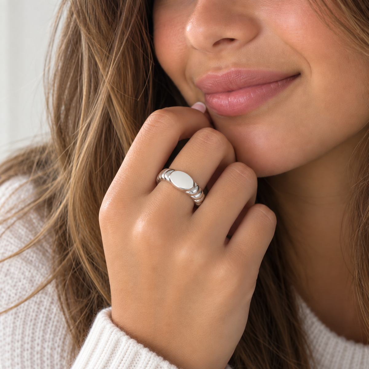 Brandy Sterling Silver Twisted Signet Ring