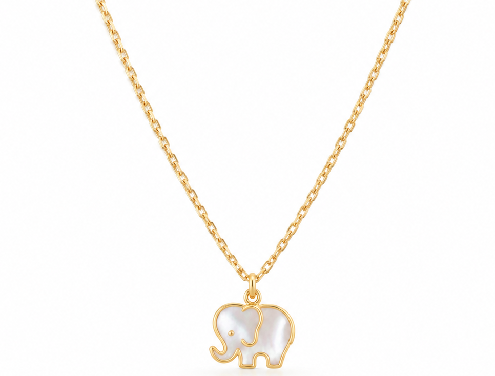 Aanya Solid Gold and Mother of Pearl Elephant Necklace