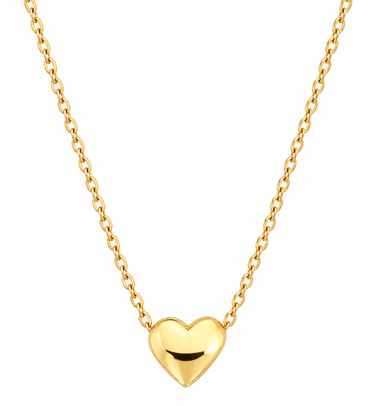 Abby Solid 9 Carat Yellow Gold Puff Heart Necklace