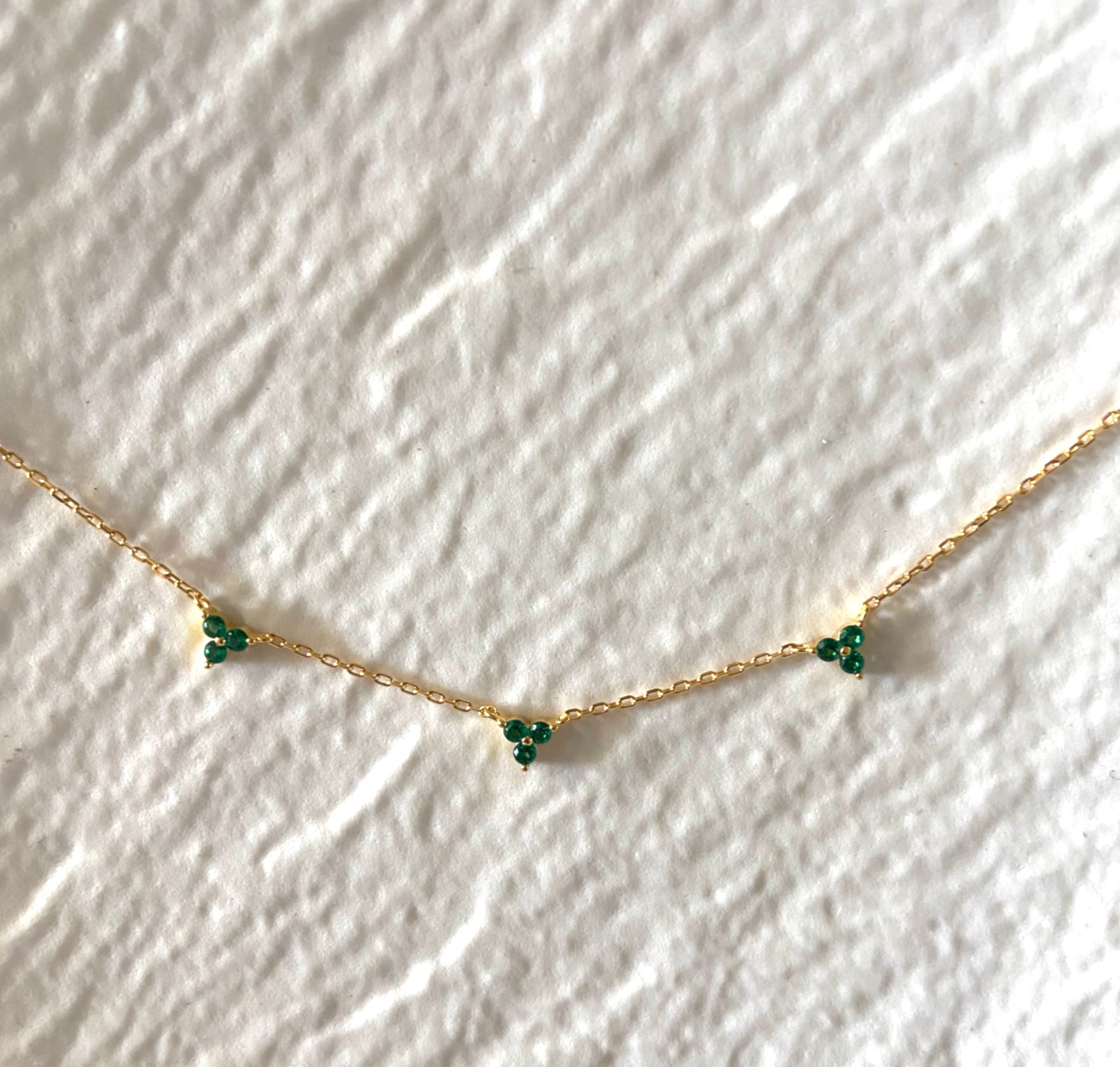 Gloria Gold Plated Silver Dazzling Green Detail Necklace - Caesar Loves Ava