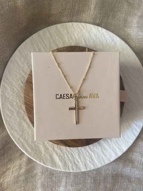 Blair Solid Yellow Gold Plain Cross - Caesar Loves Ava