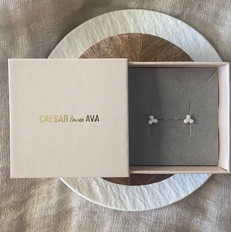 Paisley Petite Sterling Silver and Tri-Pearl Studs - Caesar Loves Ava