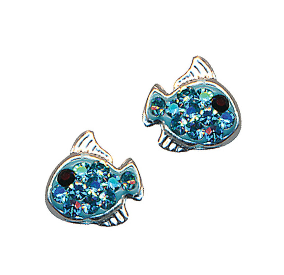 Coral Sterling Silver and Crystal Sparkling Fish Studs - Caesar Loves Ava