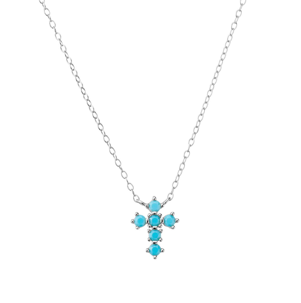 Tiana Sterling Silver and Gold Plated Turquoise Cross Necklace - Caesar Loves Ava
