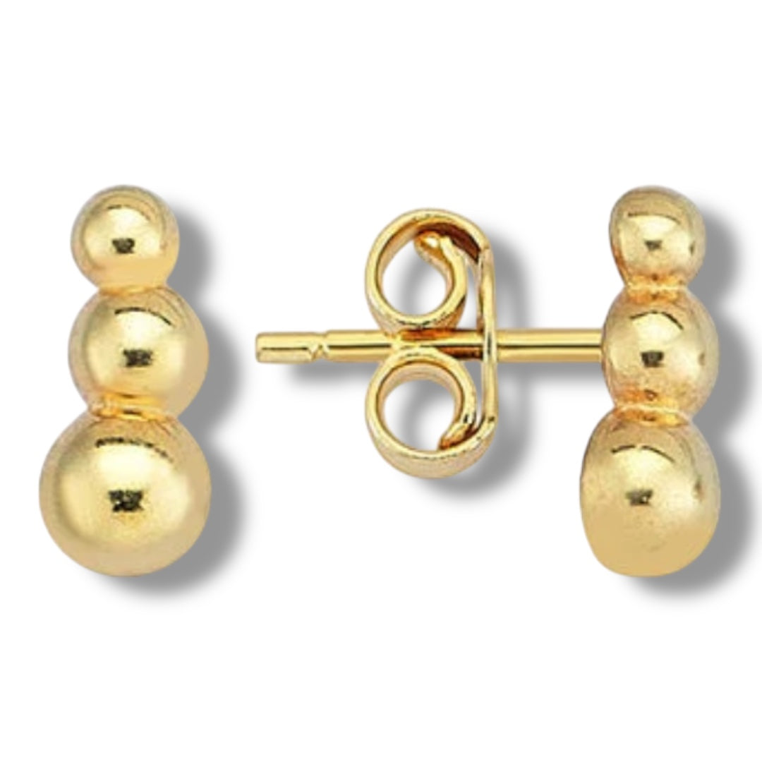 Leora Solid Gold Bubble Bar Studs
