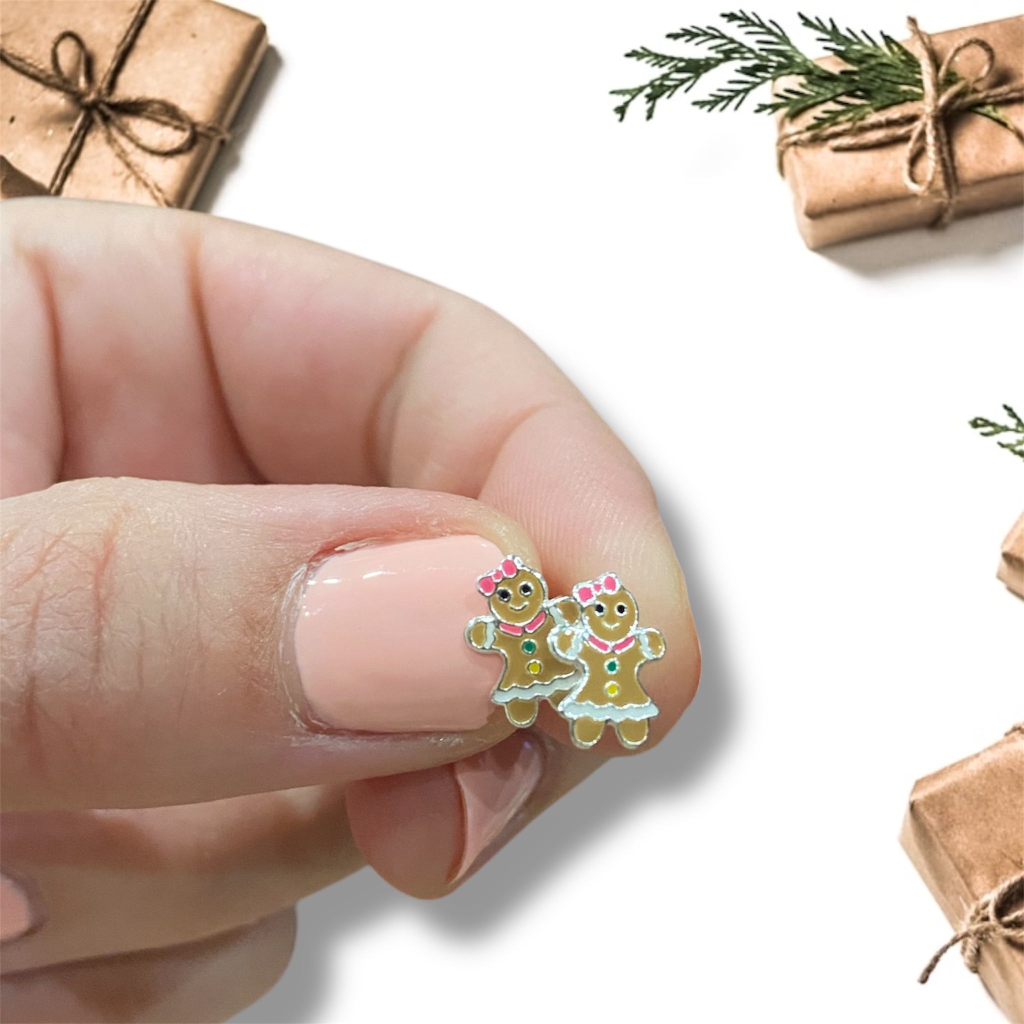Gingerbread Woman Christmas Stud Earrings