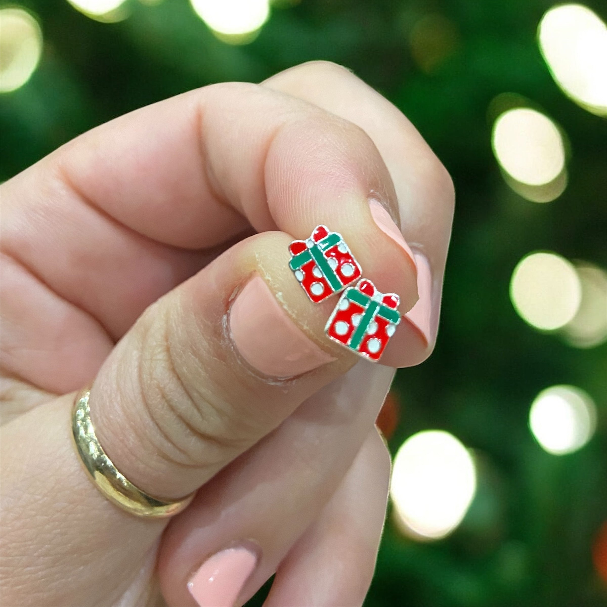 Sterling Silver and Enamel Christmas Gift Studs