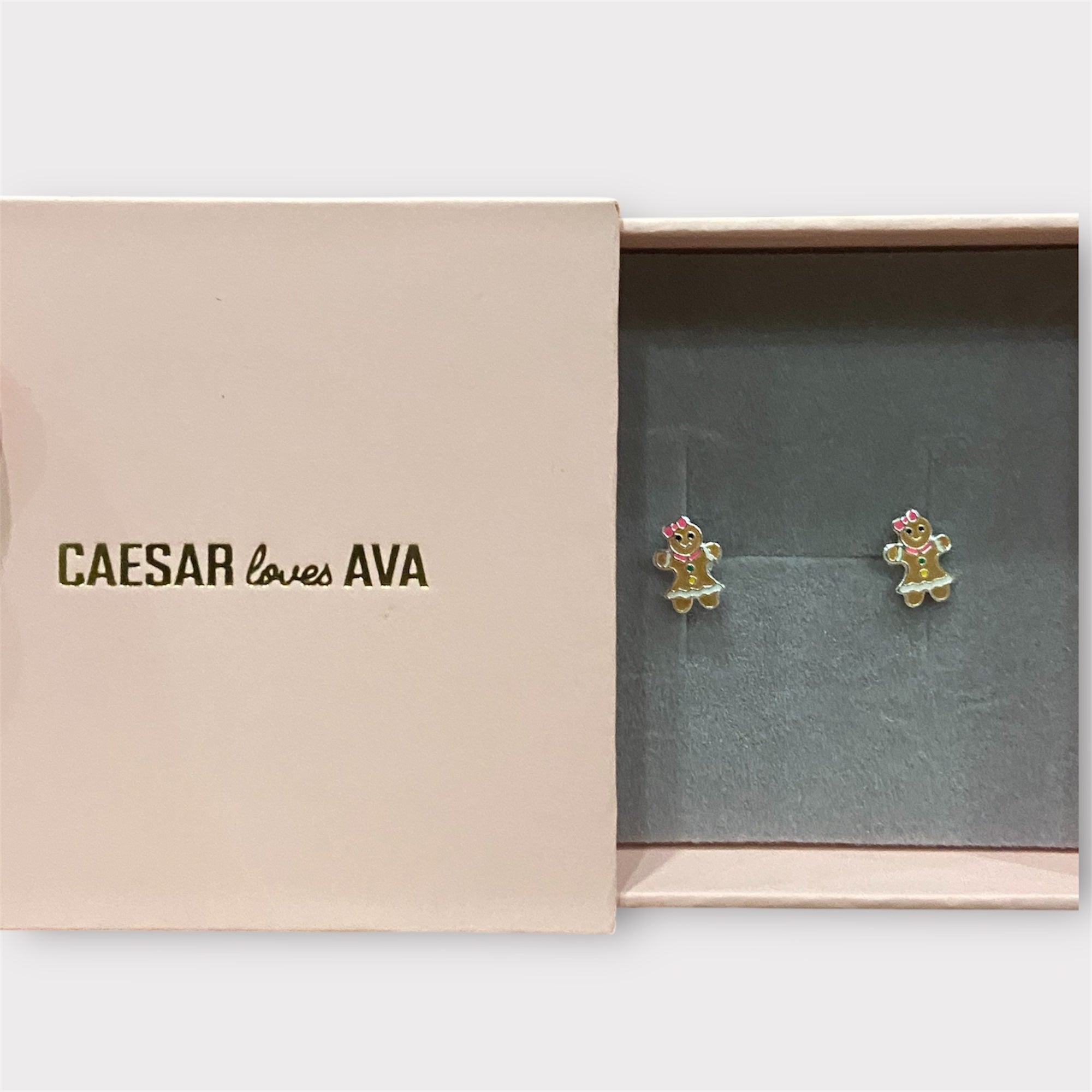 Gingerbread Woman Christmas Stud Earrings