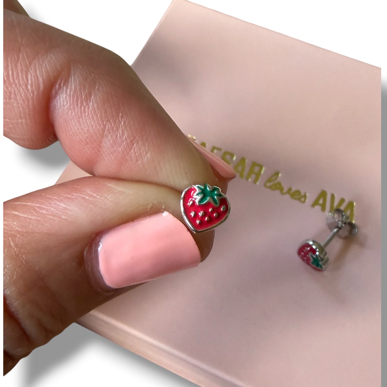 Melina Sterling Silver and Enamel Strawberry Studs - Caesar Loves Ava