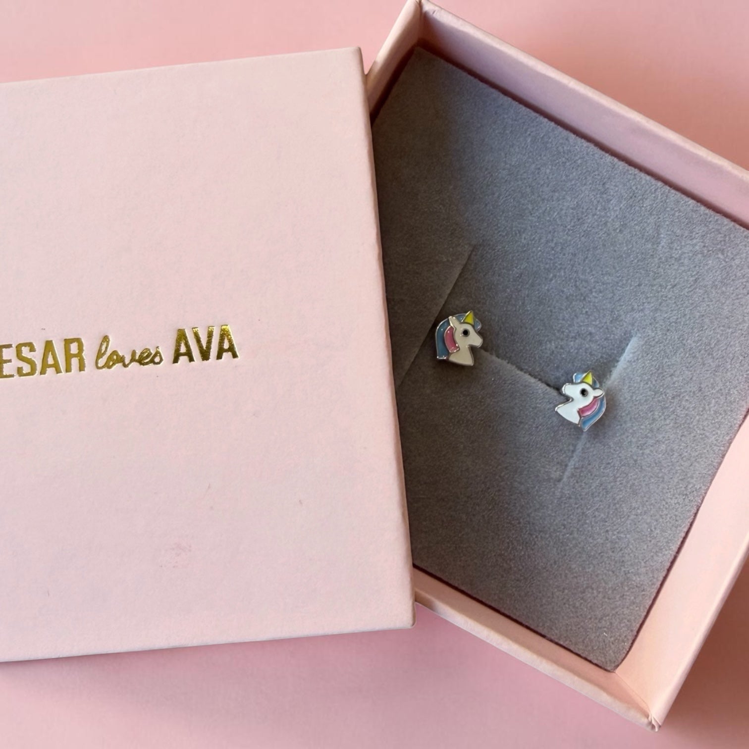Juniper Sterling Silver and Enamel Unicorn Stud Earrings - Caesar Loves Ava