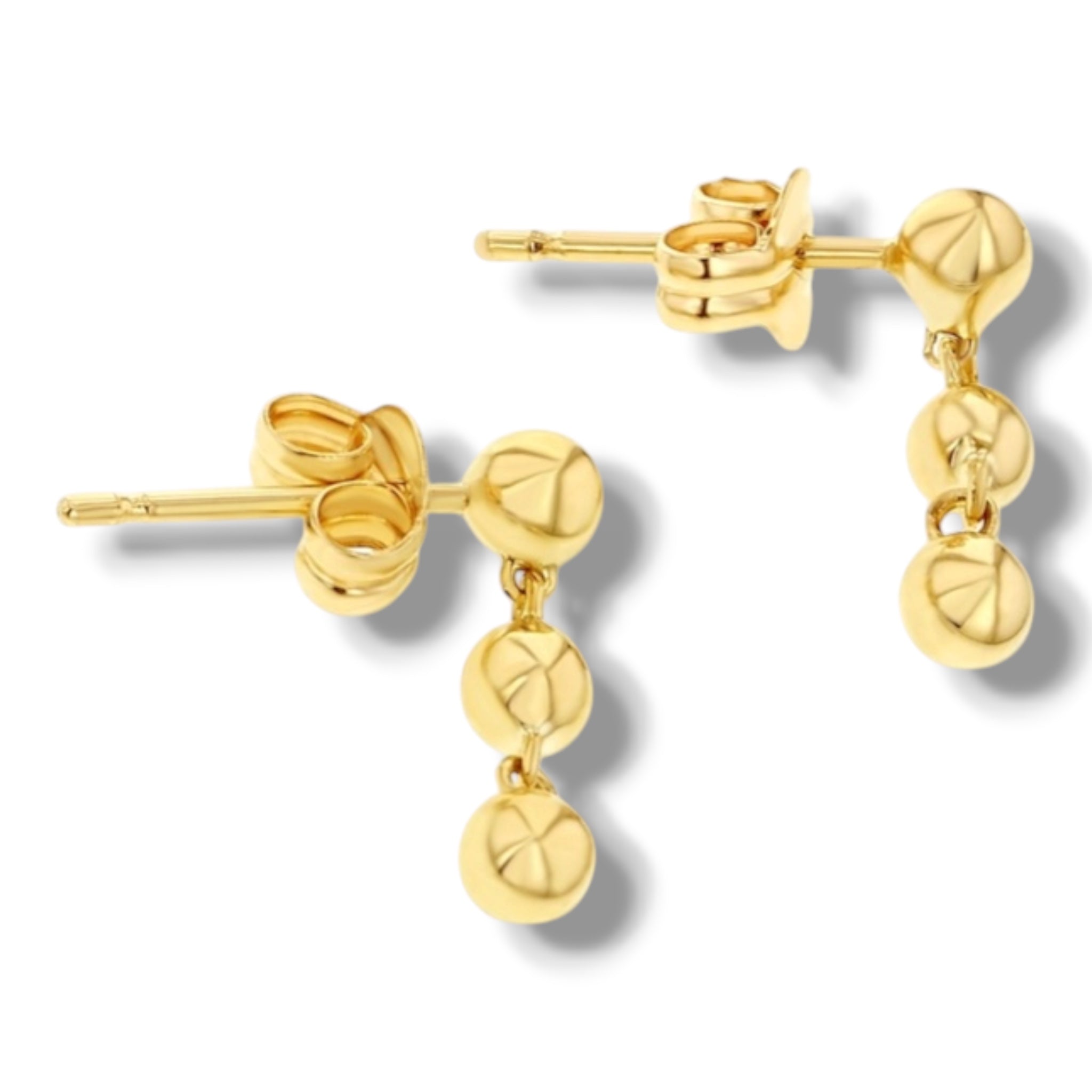 Tati Solid Gold Triple Ball Drop Earrings