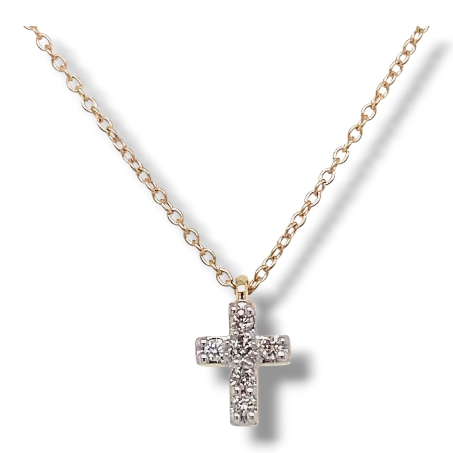 Areli Solid Gold and Diamond Cross Necklace