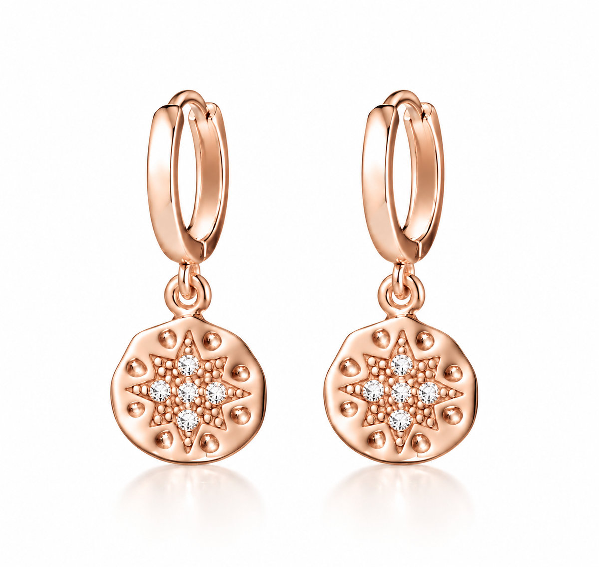 Seren Sterling Silver Star Disc Drop Earrings
