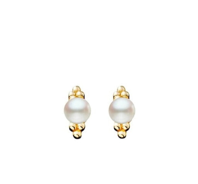 Petra Petite Gold Plated Silver and Freshwater Pearl Studs - Caesar Loves Ava