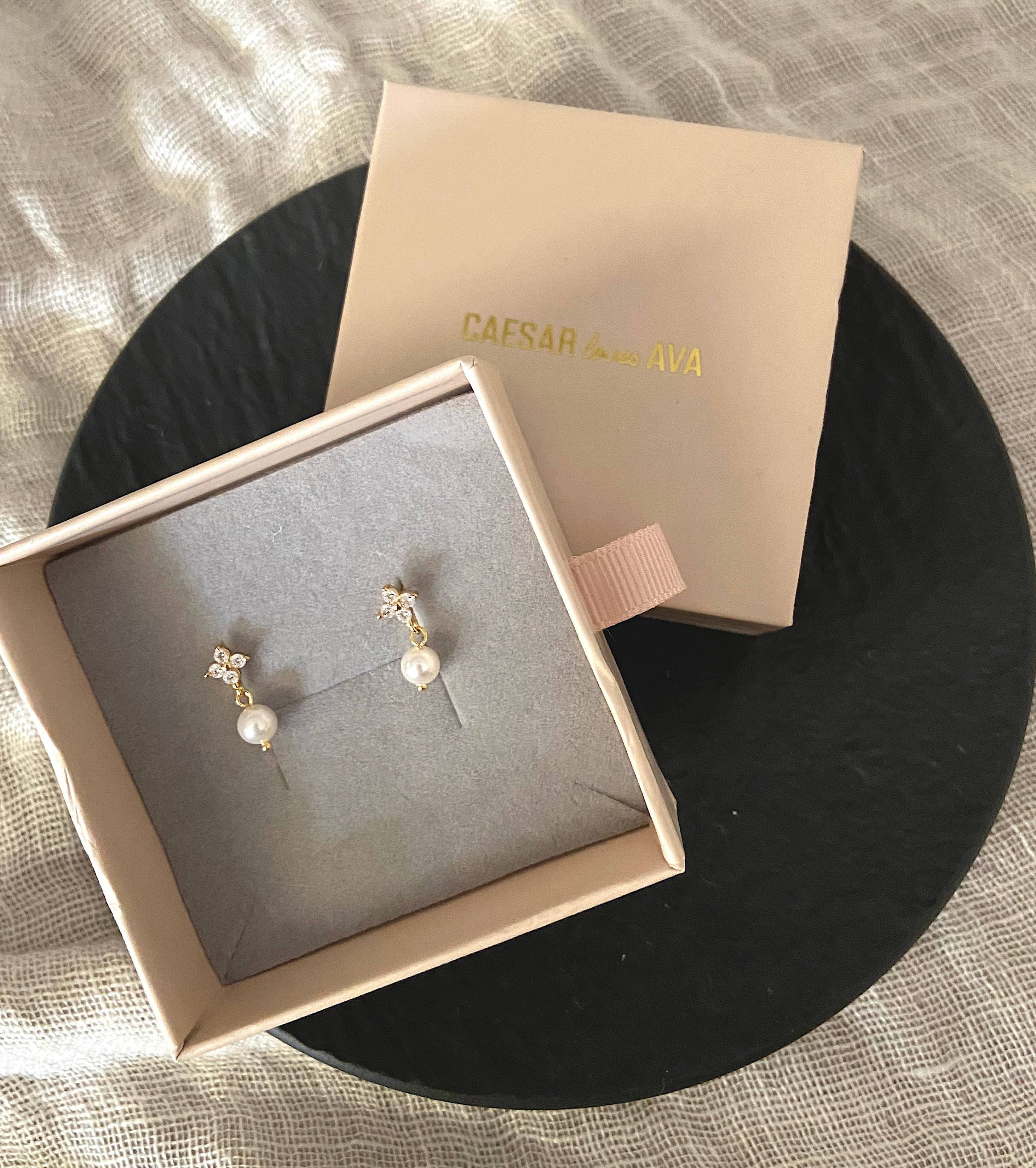 Paige Sterling Silver and Hanging Pearl Clover Earring - Caesar Loves Ava
