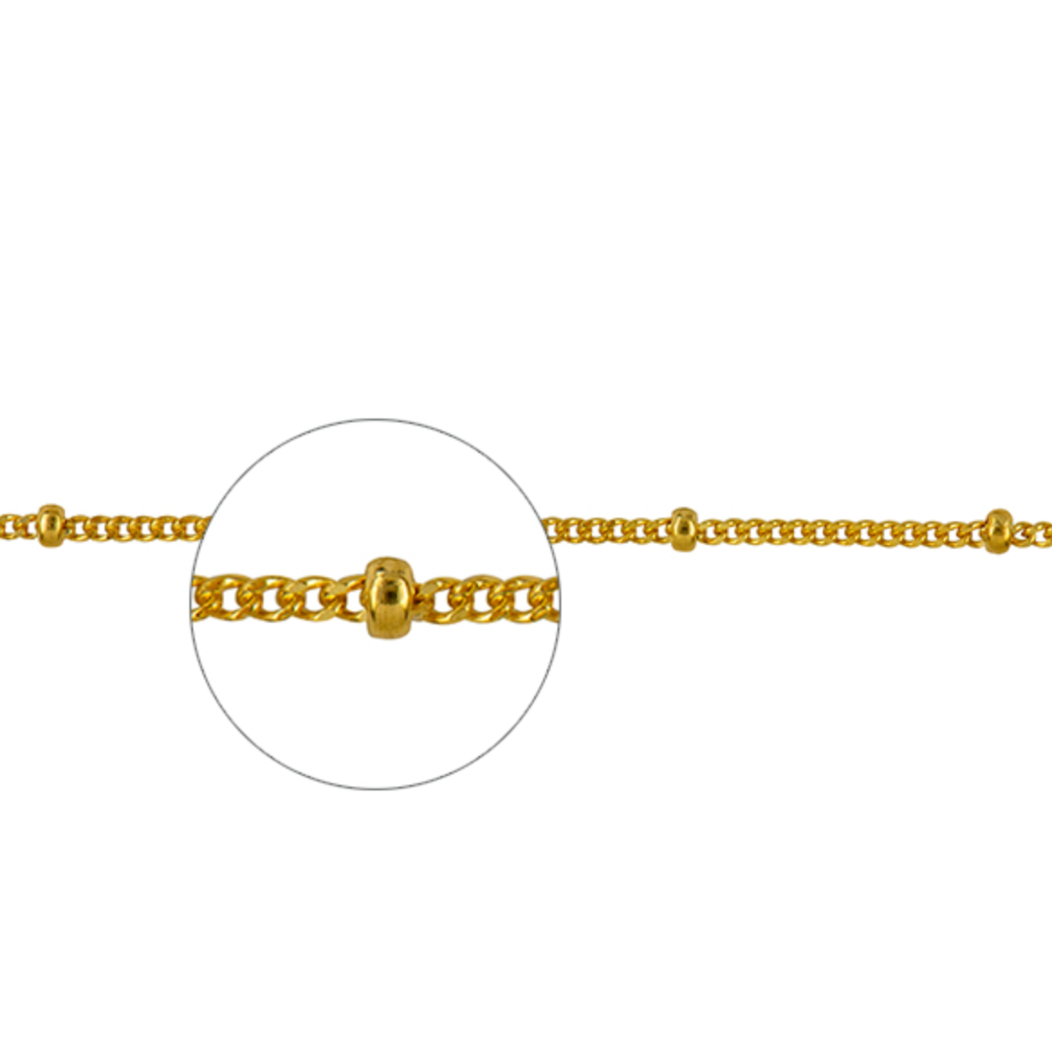 Bea Italian Solid Gold Curb and Ball Chain - 42cm - Caesar Loves Ava