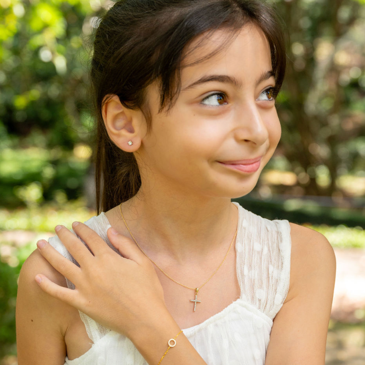 Zara Sterling Silver and Gold Plated Silver Sparkling Circle of Life Bracelet - Caesar Loves Ava