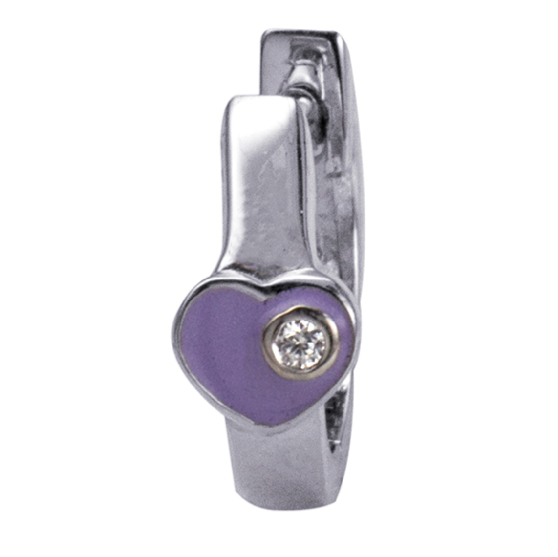 Viola Sterling Silver and Enamel Dazzling Lavender Heart Huggies - Caesar Loves Ava