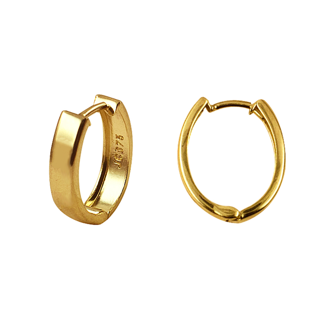 Gigi Solid Yellow Gold Oval Huggies - Caesar Loves Ava