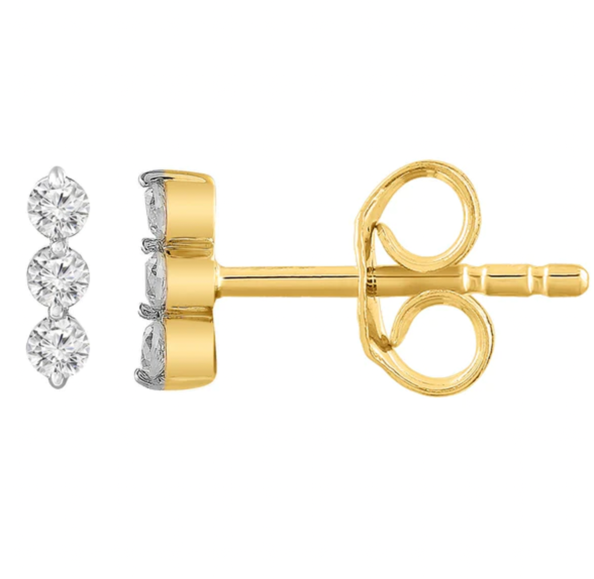 Bobbie Trio Solid Gold and Diamond Stud Earrings - Caesar Loves Ava