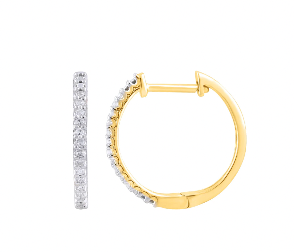 Helen Solid Gold and Diamond Hoop Earrings - Caesar Loves Ava