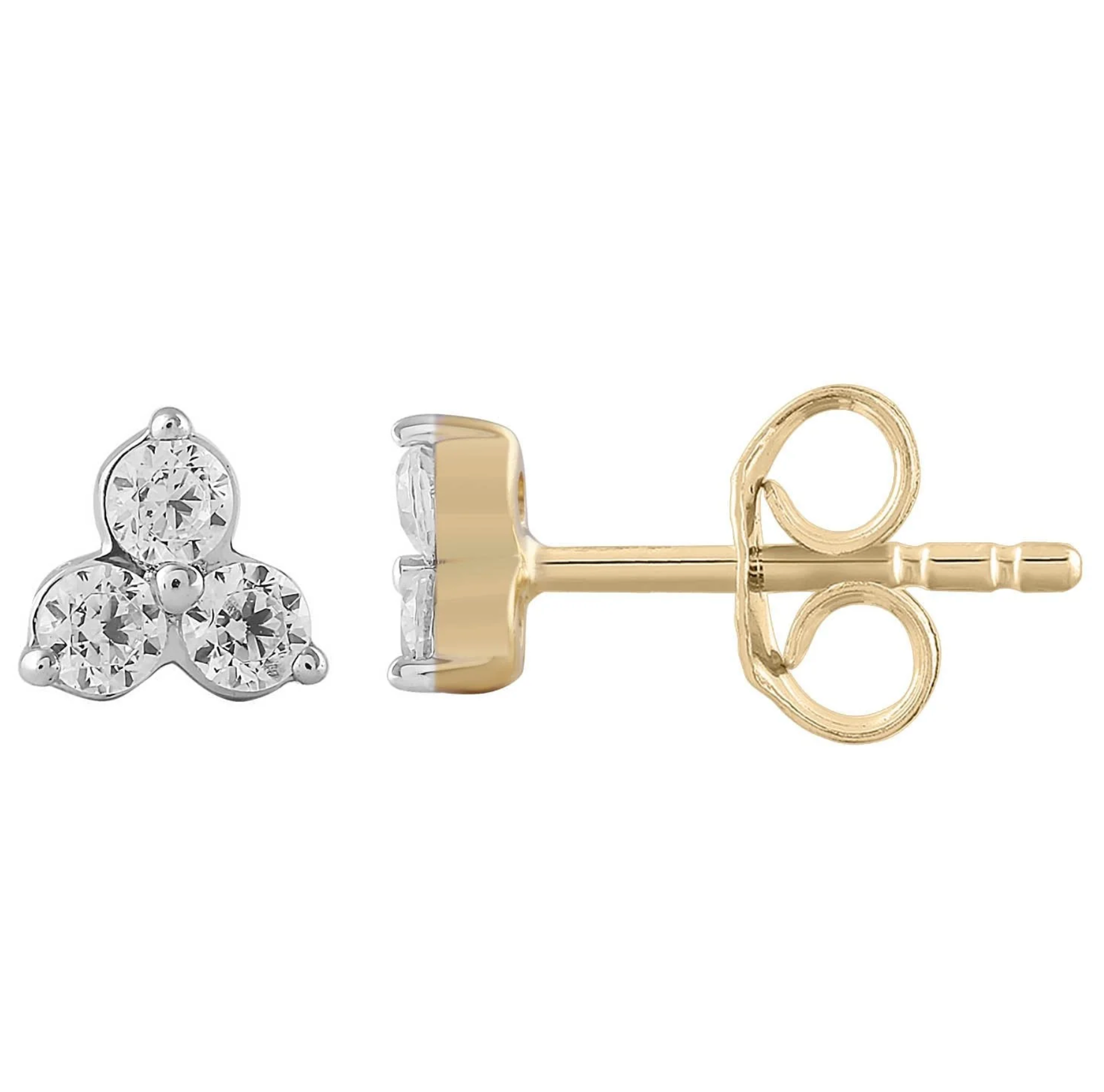 Megan Solid Gold Trio Diamond Stud Earrings - Caesar Loves Ava