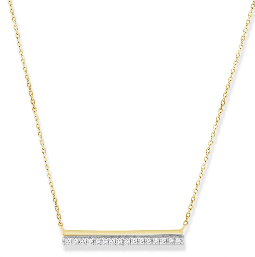 Mikayla Solid Gold and Diamond Bar Necklace - Caesar Loves Ava