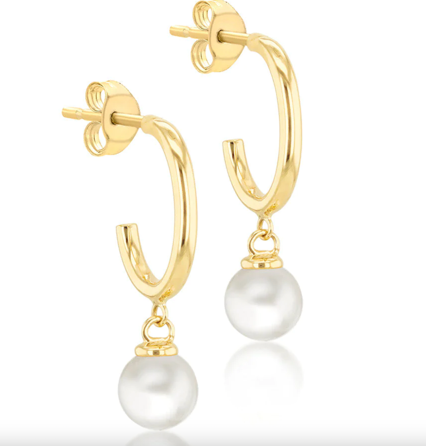 Delphine Solid Gold and Freshwater Pearl Hanging Earrings - Caesar Loves Ava