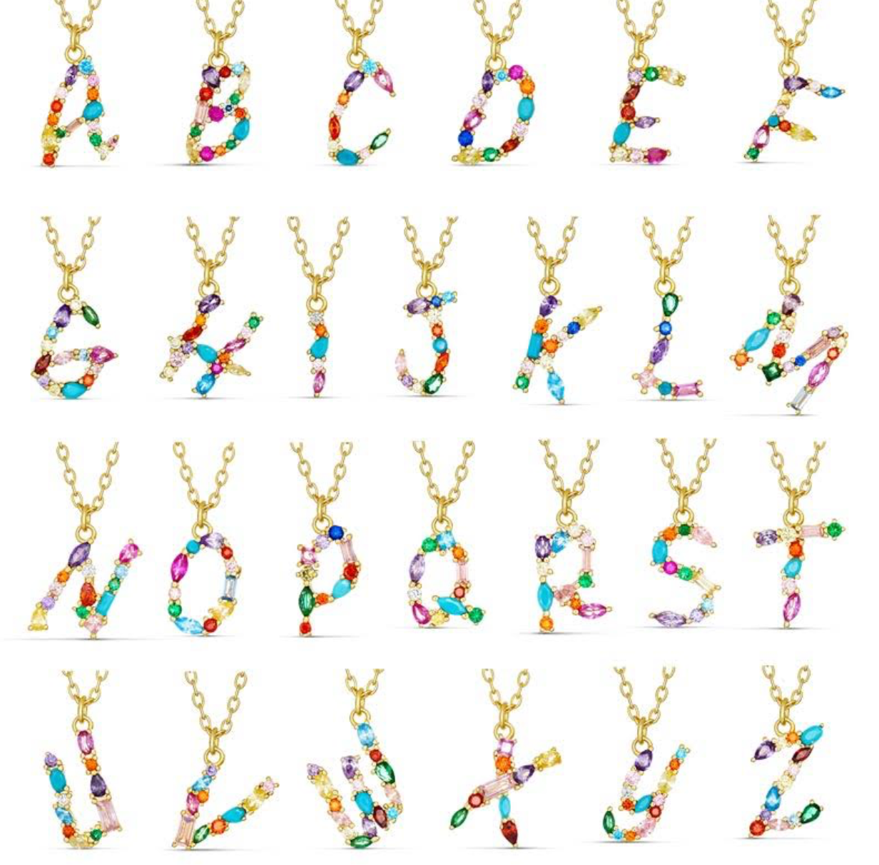 Elsa Dazzling Colourful Initial Necklace - Caesar Loves Ava