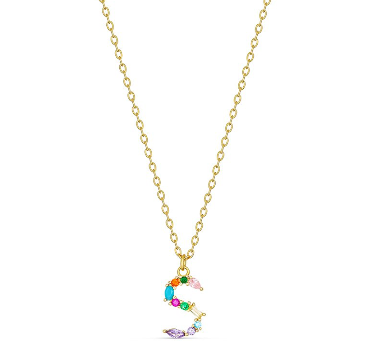 Elsa Dazzling Colourful Initial Necklace - Caesar Loves Ava