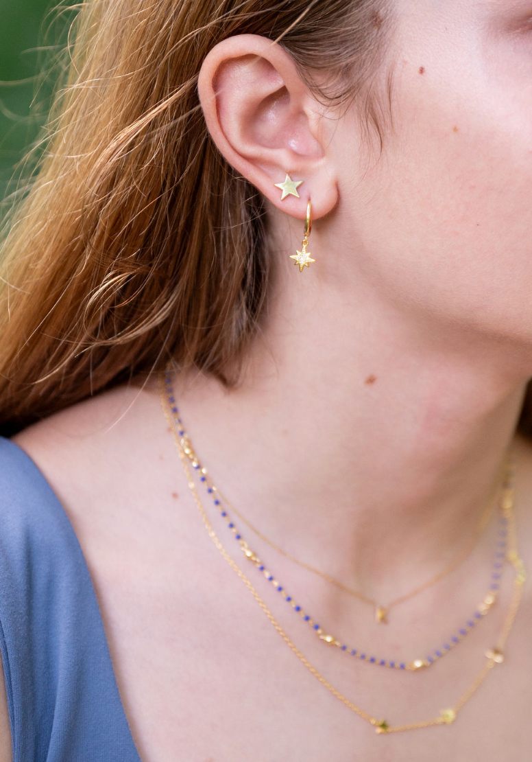 Sophia Sterling Silver and Gold Plated Silver Star and Moon Studs - Caesar Loves Ava