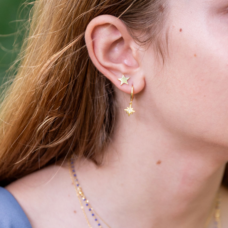 Sophia Sterling Silver and Gold Plated Silver Star and Moon Studs - Caesar Loves Ava