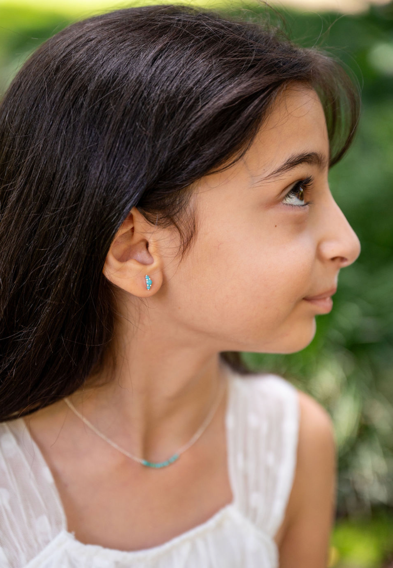 Ariel Gold Plated Sterling Silver and Turquoise Ear Climber Studs - Caesar Loves Ava