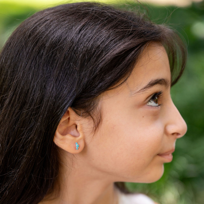 Ariel Gold Plated Sterling Silver and Turquoise Ear Climber Studs - Caesar Loves Ava