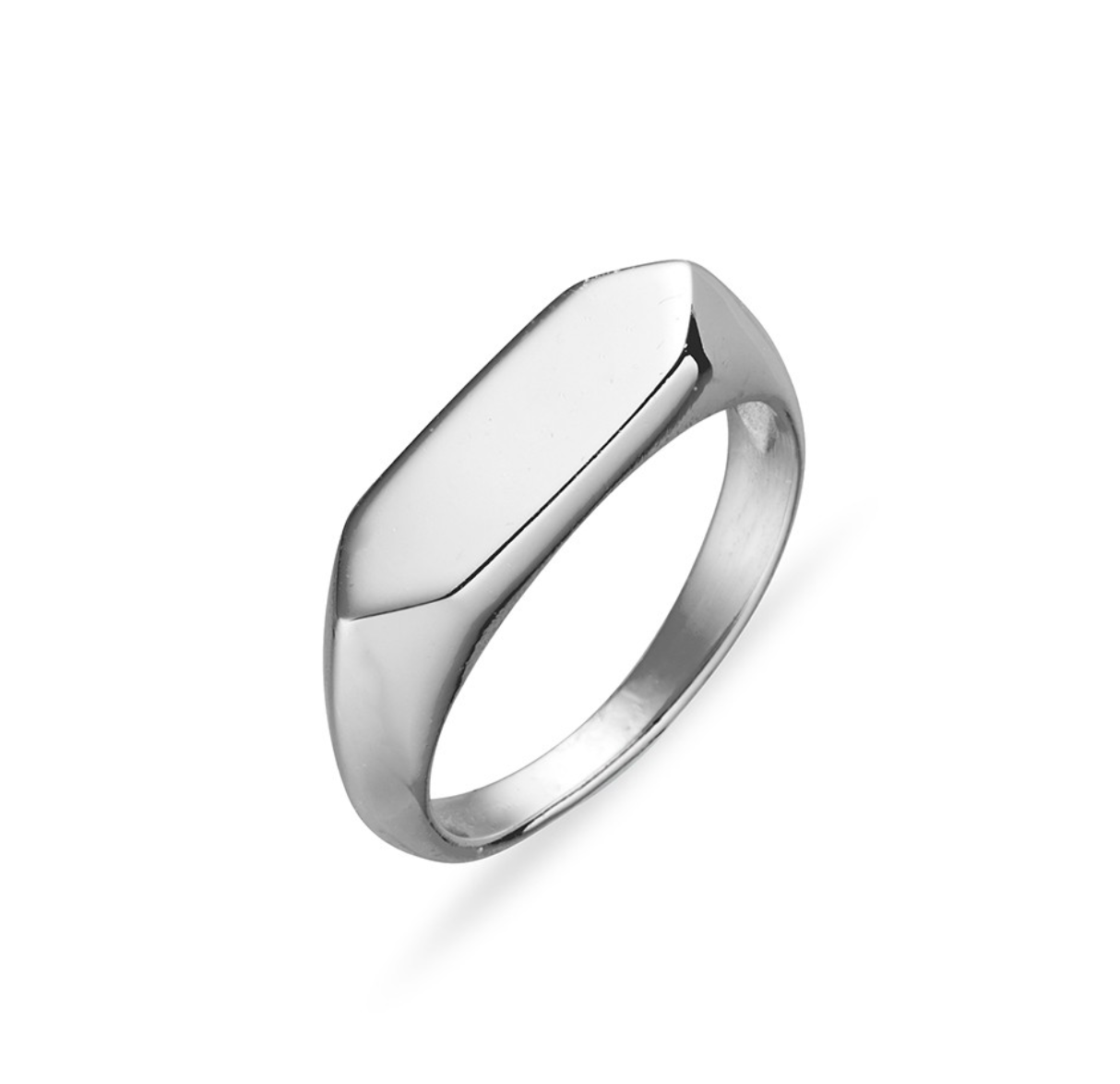 Faith Sterling Silver Rectangular Signet Ring - Caesar Loves Ava