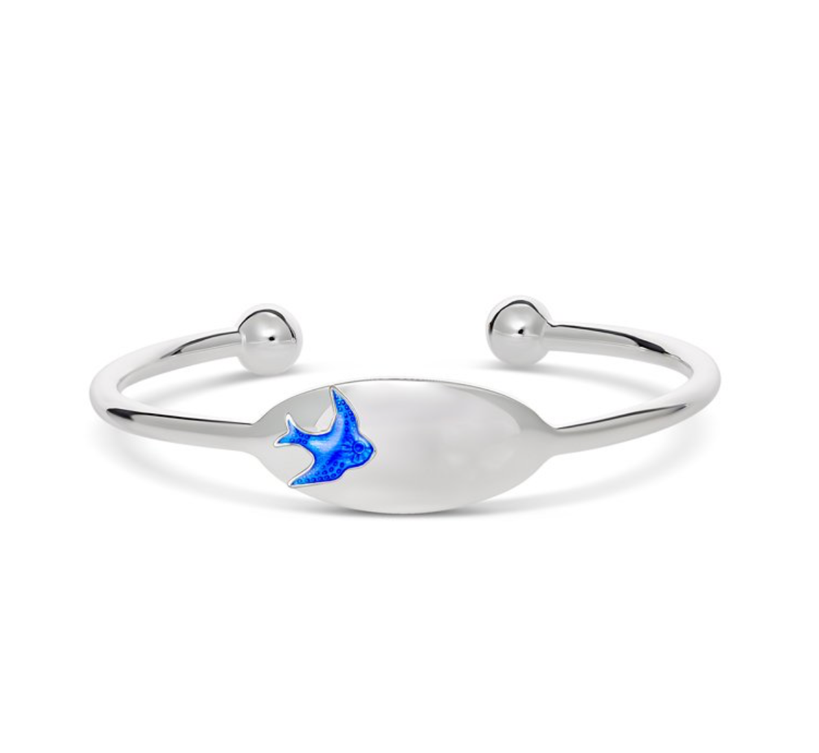 Blake Bluebird of Happiness Sterling Silver Cuff Bangle - Caesar Loves Ava
